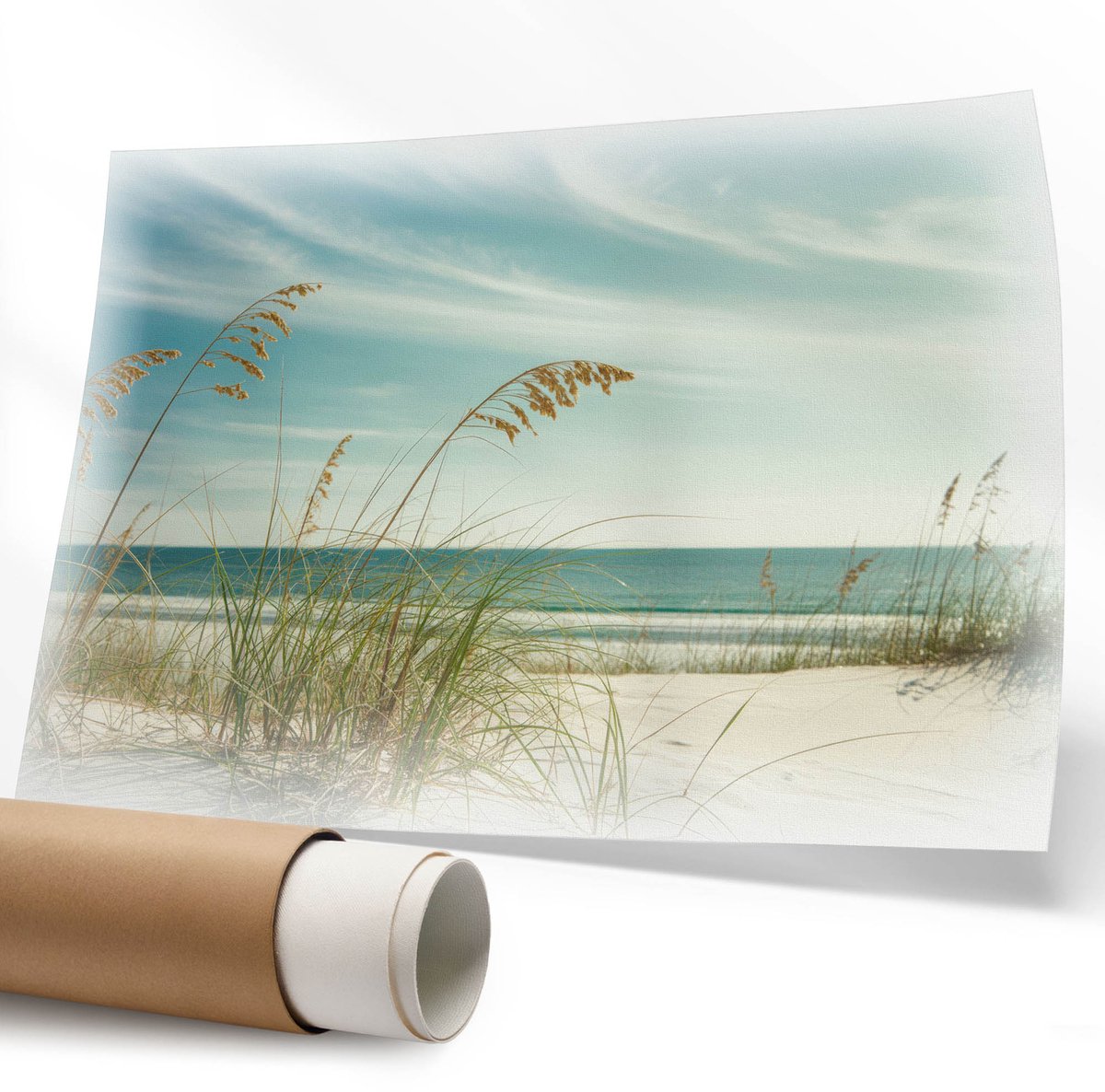 Coloray Polycanvas Wandposter – Rustig Strand, Blauw – A1 – Wit Decoratie – Rechthoek – Decoratieve Wandposter – Kantoor – Modern