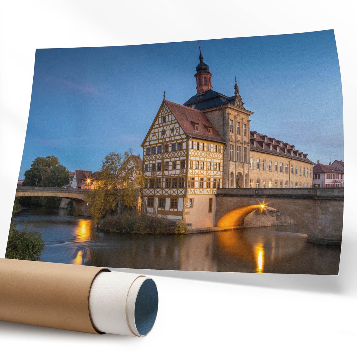 Coloray Polycanvas Wandposter – Stad 'S Nachts, Blauw – 594 x 840 mm – Grijs Kunstwerk – Rechthoek – Decoratieve Wandposter – Slaapkamer – Modern