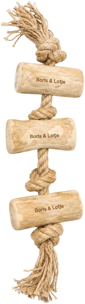 Boris & Lotje Henneptrektouw met 3 koffieboomwortels M - Kauwspeelgoed voor honden - Trekspeelgoed hond met koffieboomwortel