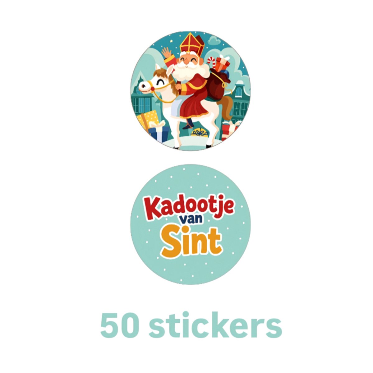 50 Sinterklaas Stickers - Kadootje van de Sint - leuk inpakken - sintsticker - schoencadeau - pakje van de sint