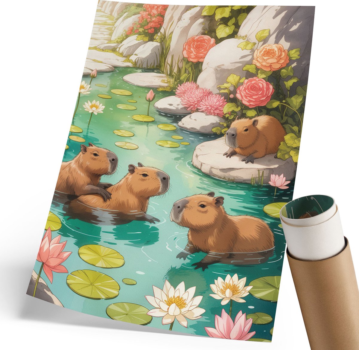 Coloray Polycanvas Wandposter - Wintertrein, Wit - 420 x 594 mm - Wit Patroon - Rechthoek - Decoratieve poster - Kantoor - Romantisch