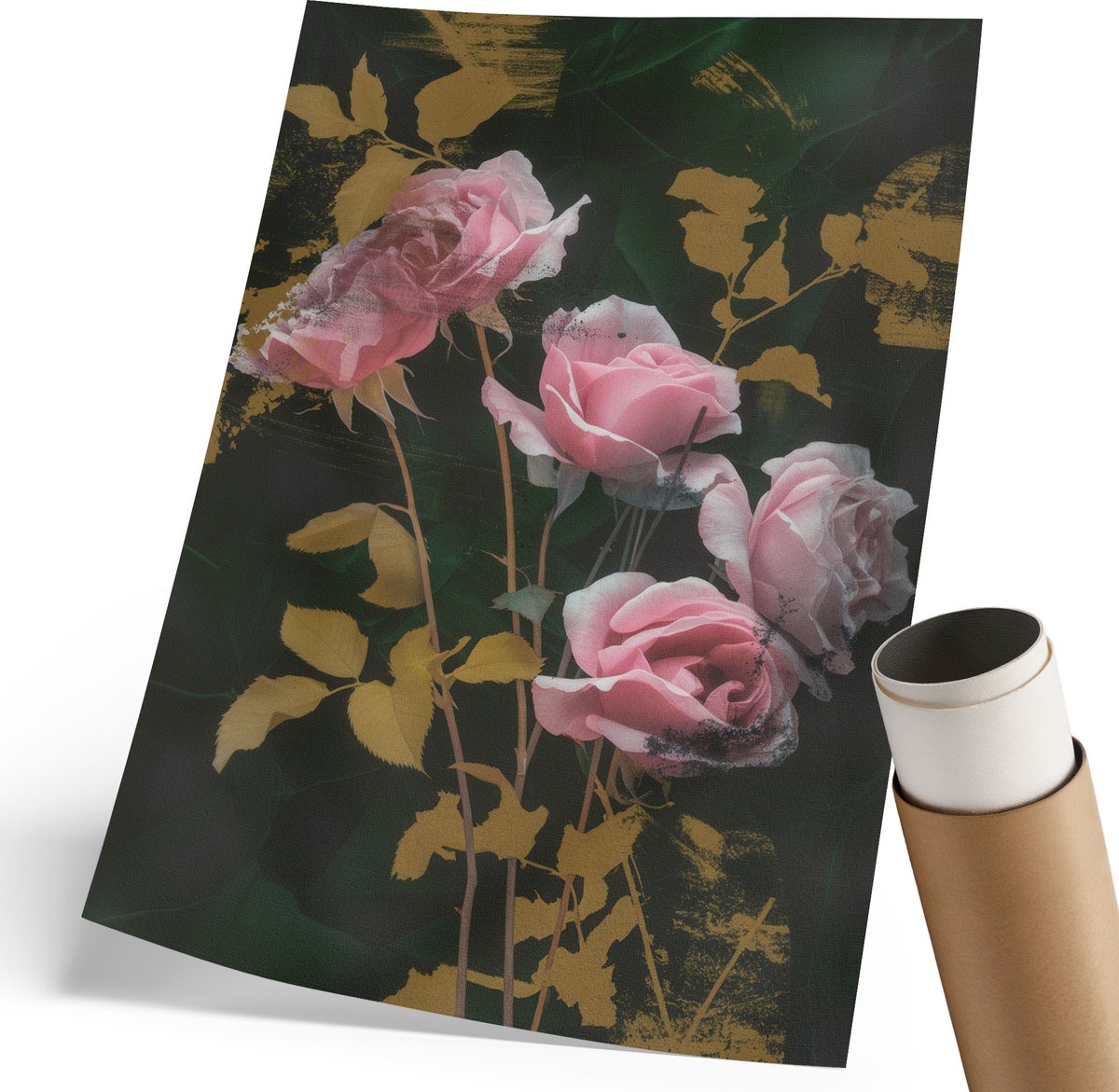 Coloray Polycanvas Poster - Wilde Ananas, Waterverf - 420 x 594 mm - Wit Wandposter - Rechthoek - Kunstposter - Woonkamer, Slaapkamer, Kantoor - Klassiek