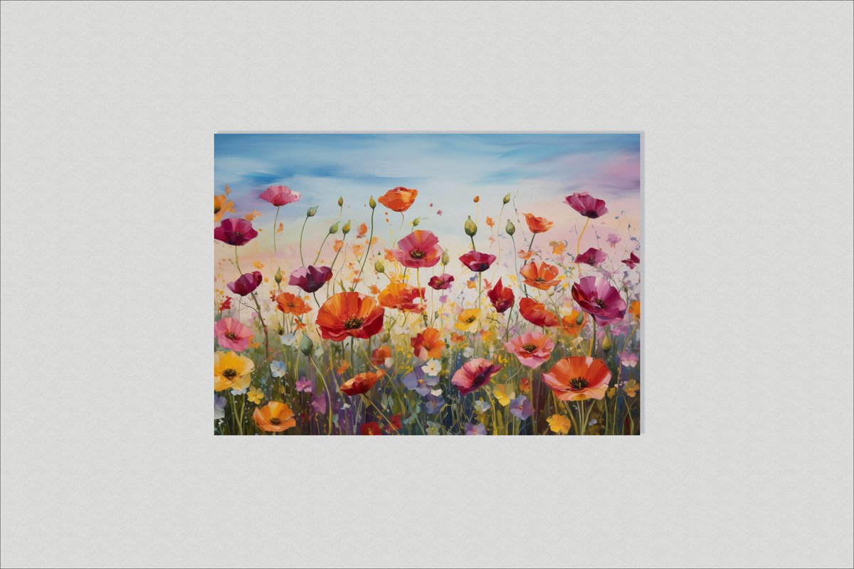 Bloemen Poster - Kleuren - Sfeer - Bloemenveld - Abstracte Kunst - posters - formaat 100x70cm - Woondecoratie - L917DZ
