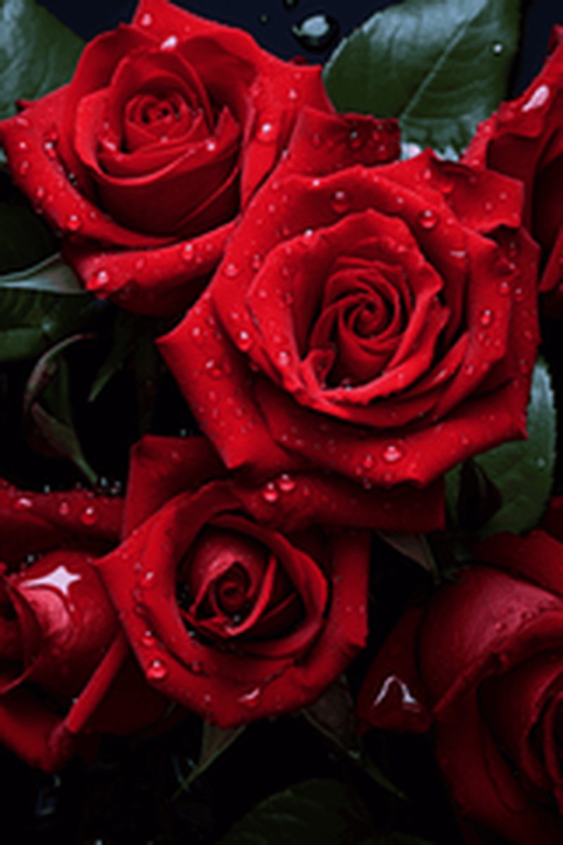 Rozenstruik Poster - Rozen - Bloemen - Natuur - Rood - posters - formaat 70x100cm - Wanddecoratie - L1004RTB