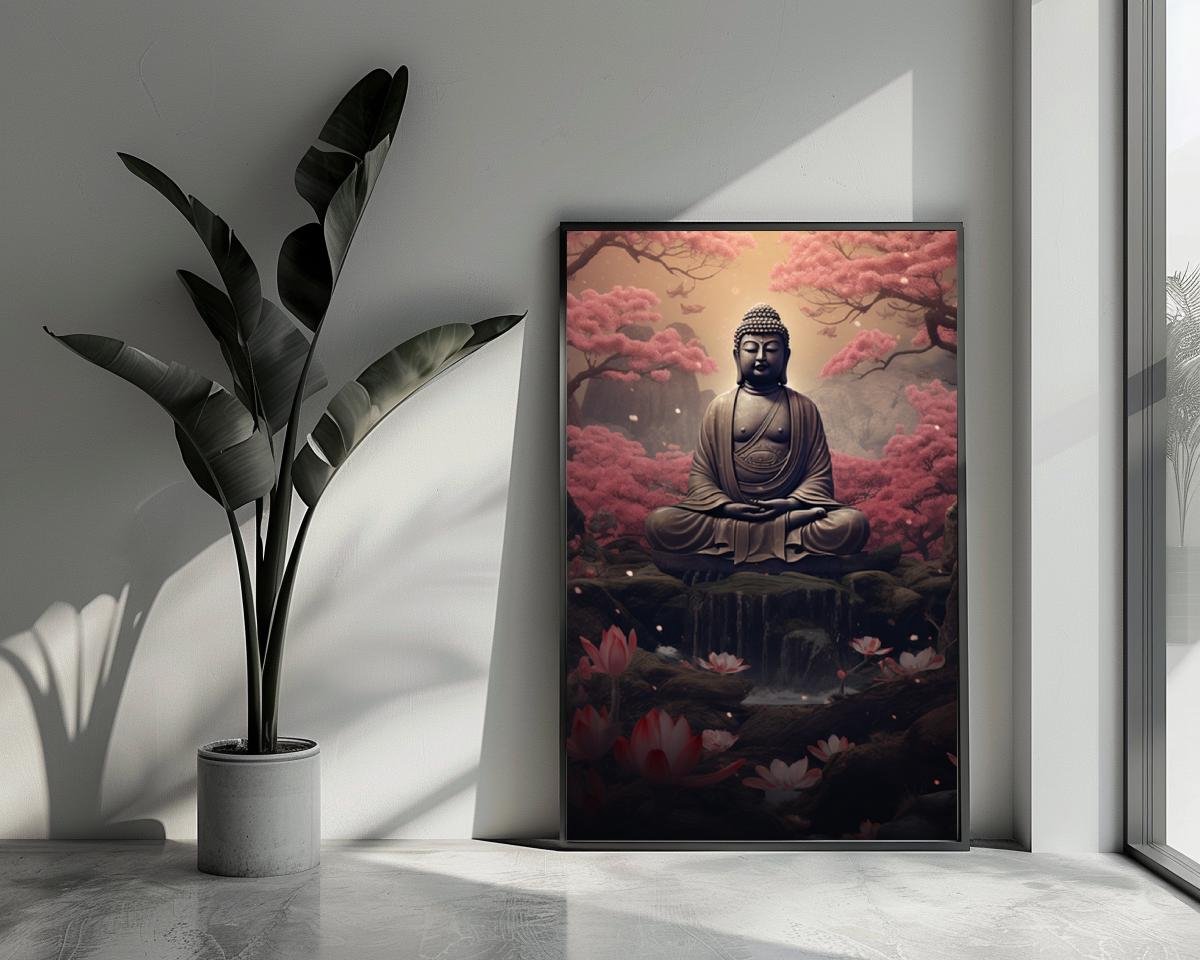 Buddha Poster - Meditatie - Boeddhisme - Reiki - Massage - Kunst - posters - formaat 70x100cm - Woondecoratie - L953BY