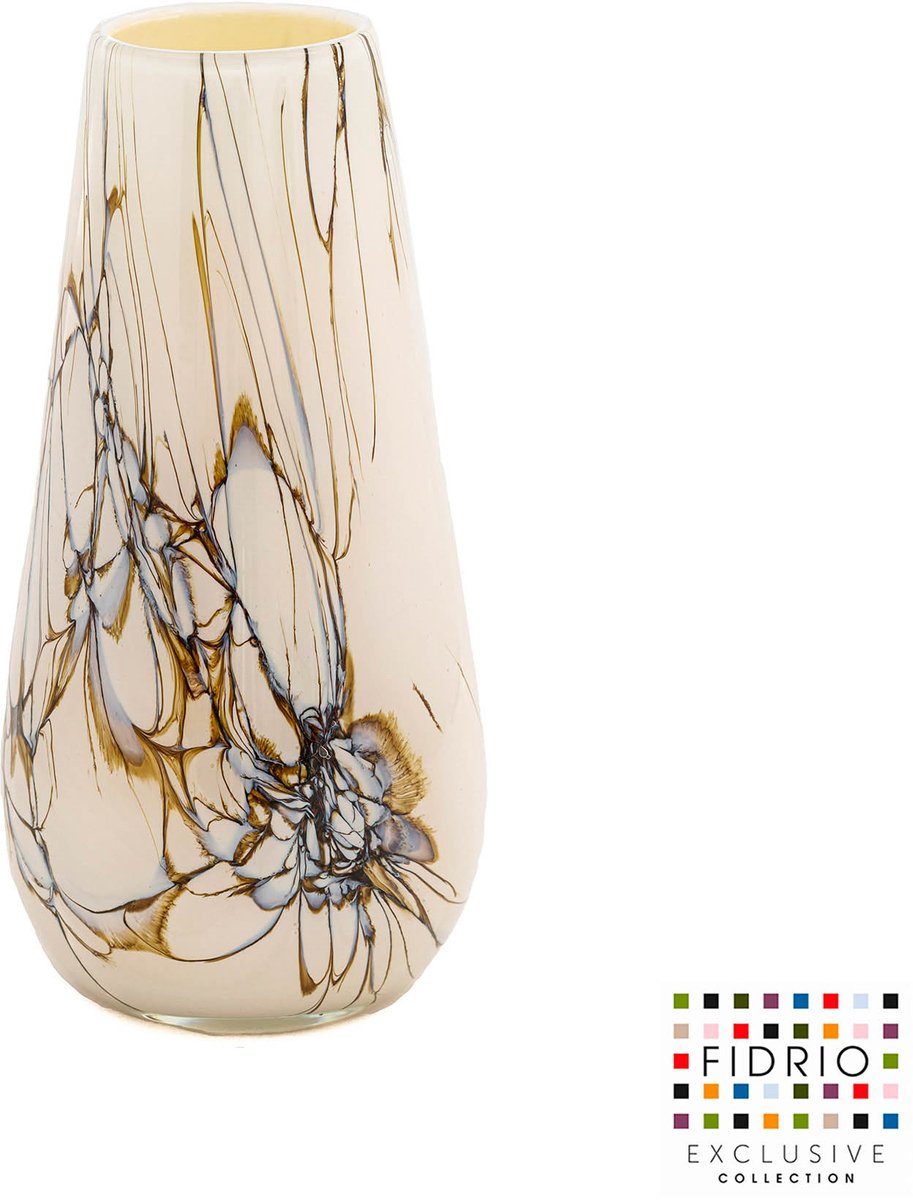 Fidrio LIGHTENING - Design Vaas Gloriosa - Glas, mondgeblazen bloemenvaas - Hoogte 22 cm