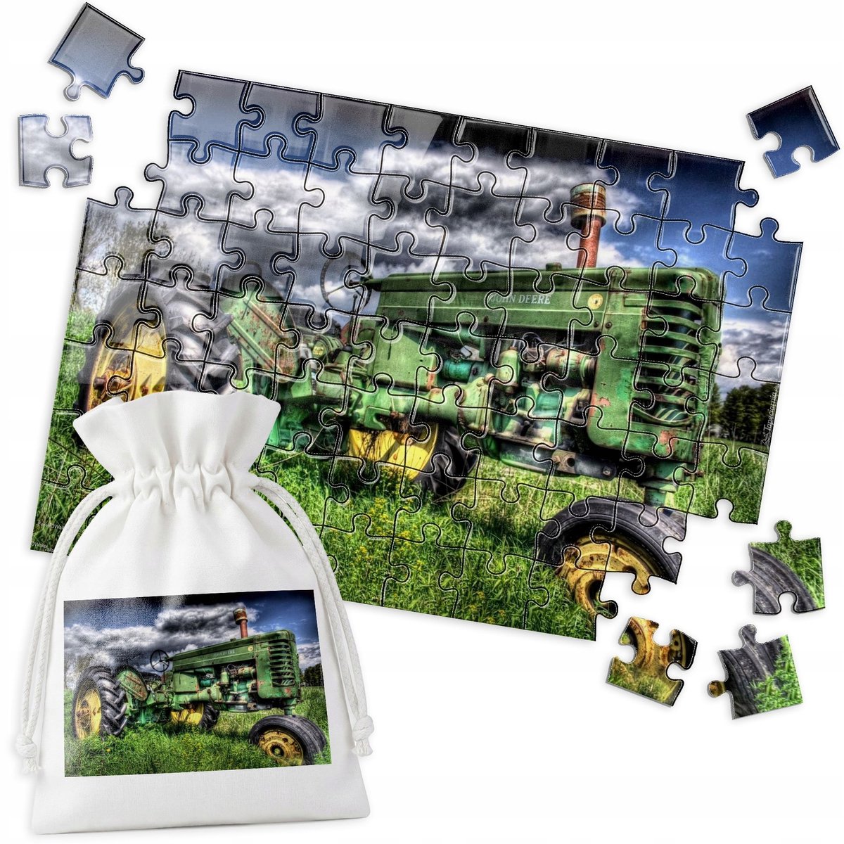 Traditionele Puzzel: Oude Groene Tractor - 70 Stukjes