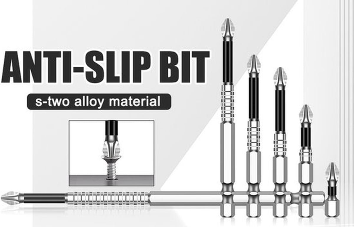 K5 Antislip Phillips-schroevendraaierbits, extra hard, hoge hardheid, slagvast, elektrische boormachine, elektrische schroevendraaierset, 10-delige verpakking [25L]