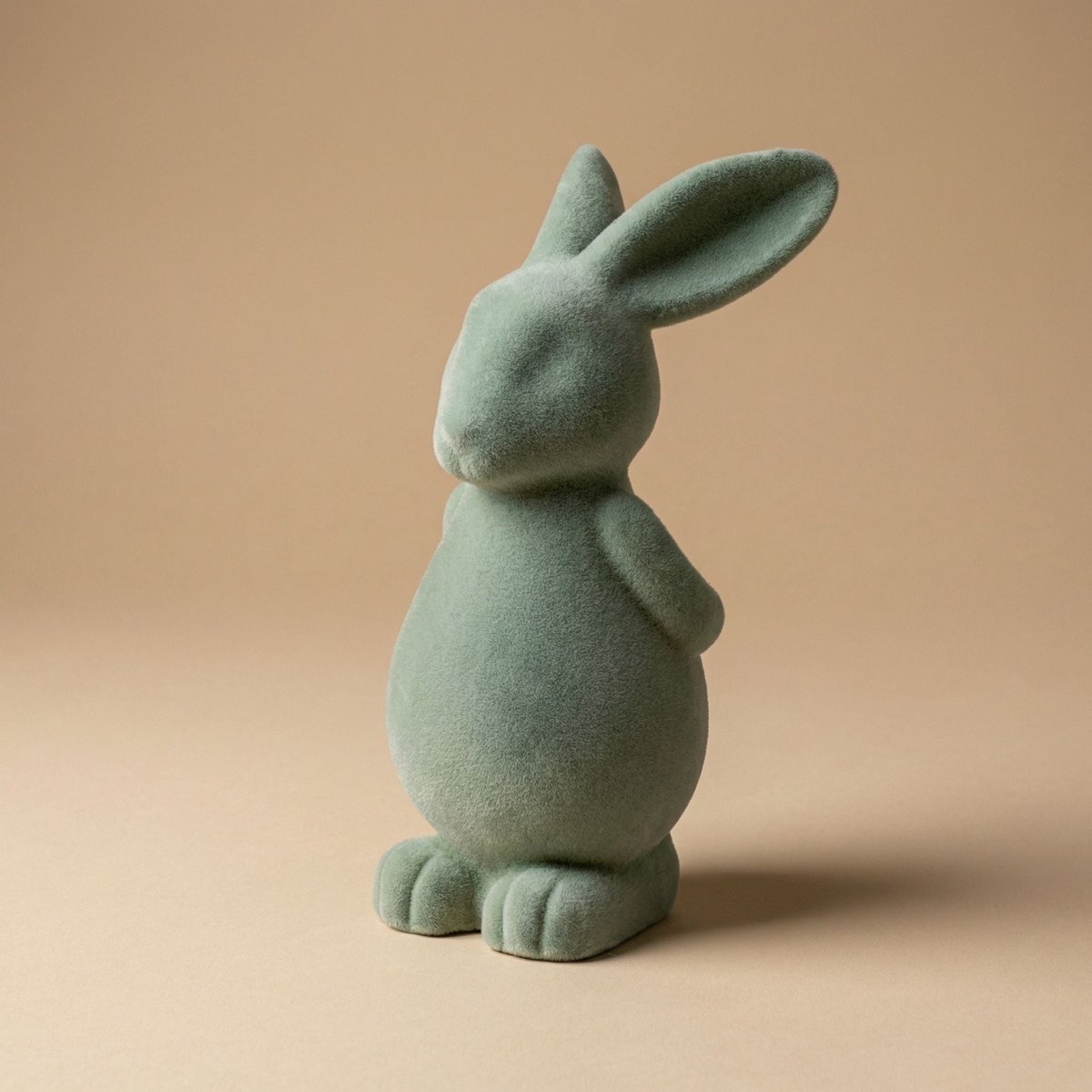 Paashaas decoratie - Groen fluweel - ↑ 12,5 cm