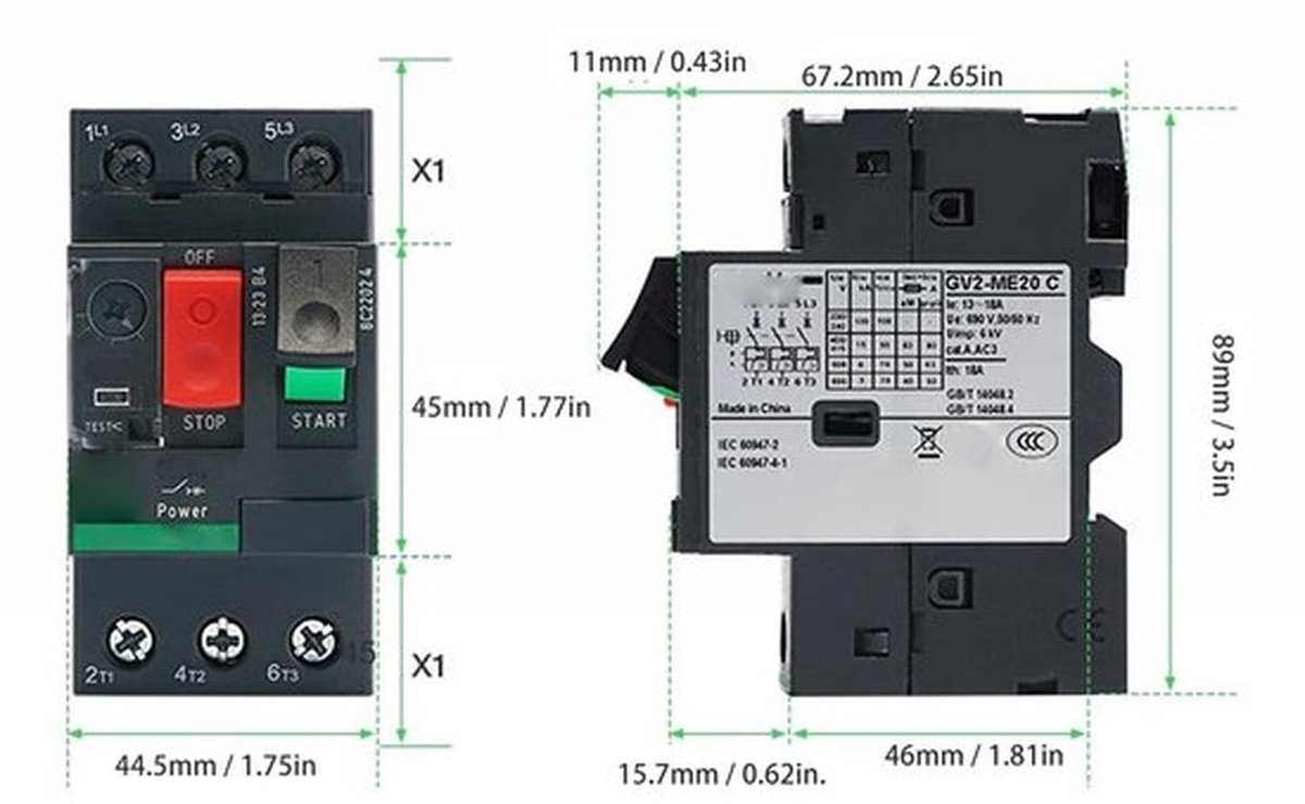 Motorstroomonderbreker Schakelaar - Thermisch-Magnetisch - Bescherming - 4-6,3 A - Veiligheid - Elektrisch - Motor