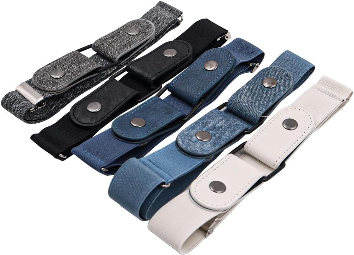 Set van 5 Elastische Onzichtbare Riemen voor Dames - Riem Zonder Gesp voor Jeans, Broeken en Jurken - Verstelbaar en Rekbaar voor Comfortabel Draaggemak