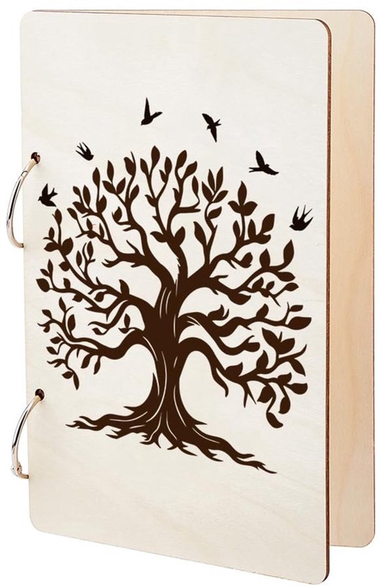Dailygoody - Levensboom Wenskaarthouder - Houten Map - Uniek Design - 24x16 cm
