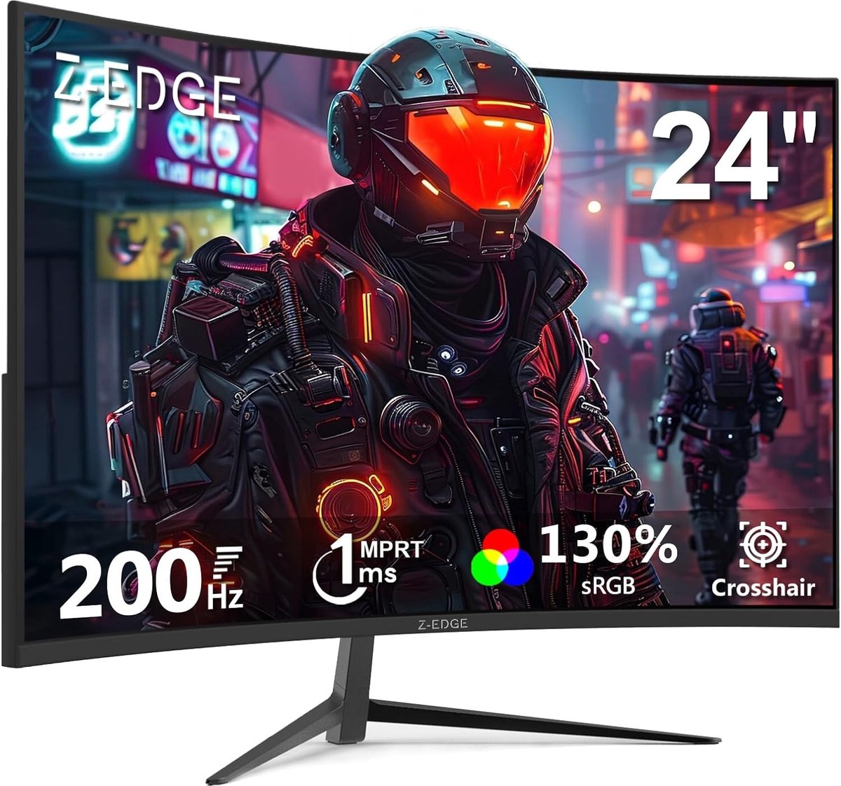 Z-EDGE UG24 Curved Gaming Monitor - FHD 1920x1080 - 24 Inch- 200Hz - MPRT 1ms - 300cd/m² - HDMI 2.1 & DisplayPort 1.4 - Zwart