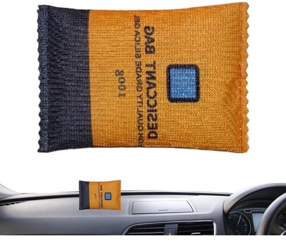 Herbruikbare Vocht Zakhanger - Luchtontvochtiger - Auto en Kast - Milieuvriendelijk Herbruikbaar - 14 x 8 cm - Oranje