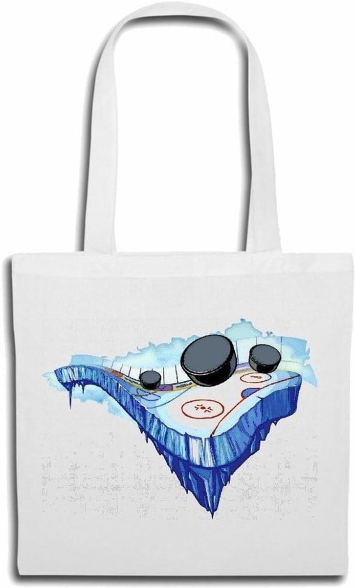 Schoudertas IJshockey - Sporttas Gymtas - Vele Gelegenheden - 100% Katoen - 40 x 40 x 70 cm - Wit