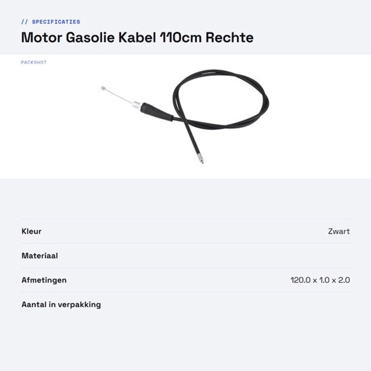 Dailygoods- Gasolie Kabel 110cm - Recht Hoofd - Motorfiets - Dirtbike - Motocross