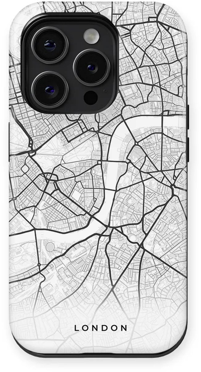 DripCase City Maps - London - Black/White London – Hoesje geschikt voor Apple iPhone 15 Pro Max – Black/White