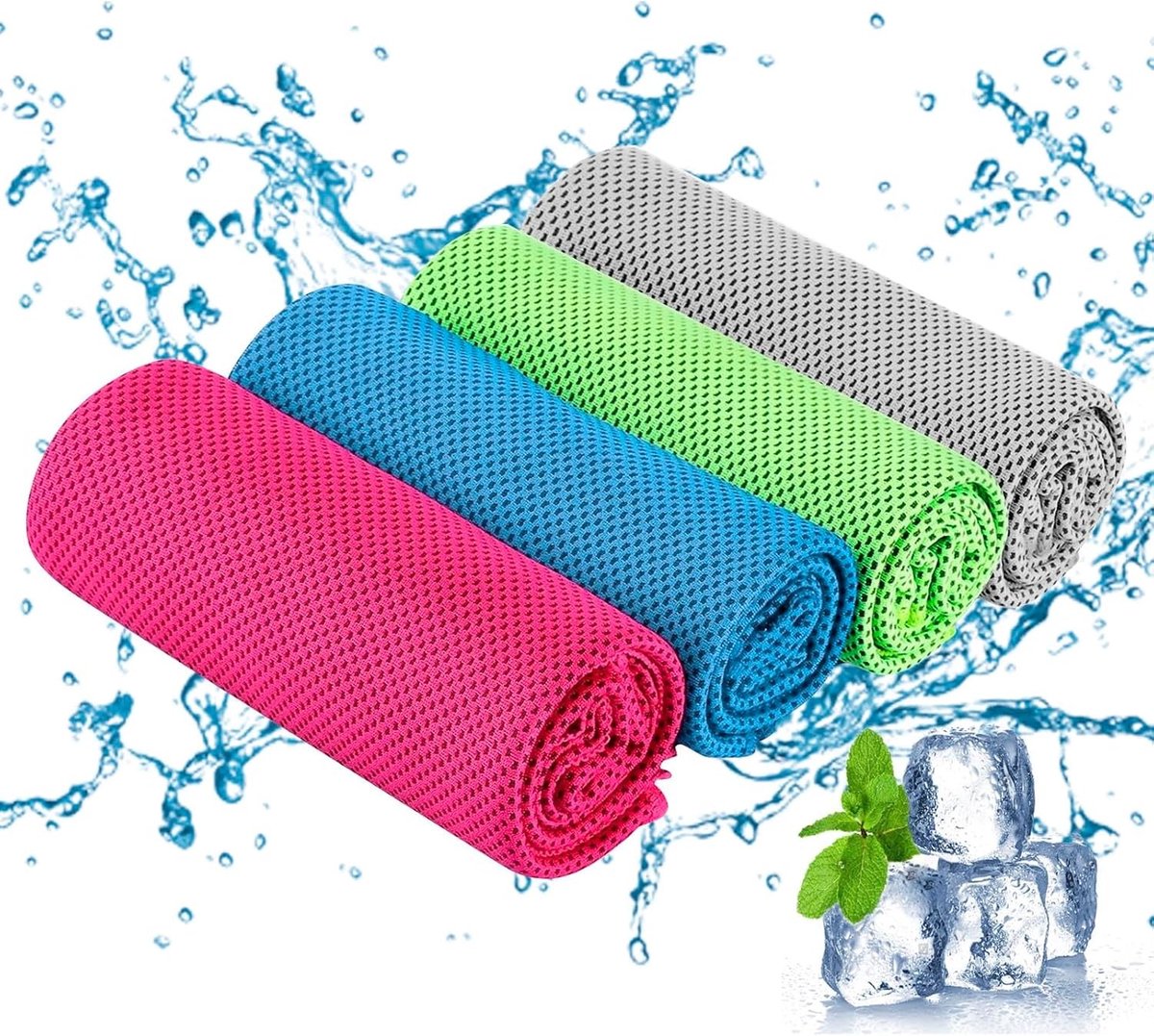 Koelende Handdoeken Set van 4 - 100x30cm Microvezel Snel Droog, Ademend en Zacht voor Sport, Yoga en Kamperen