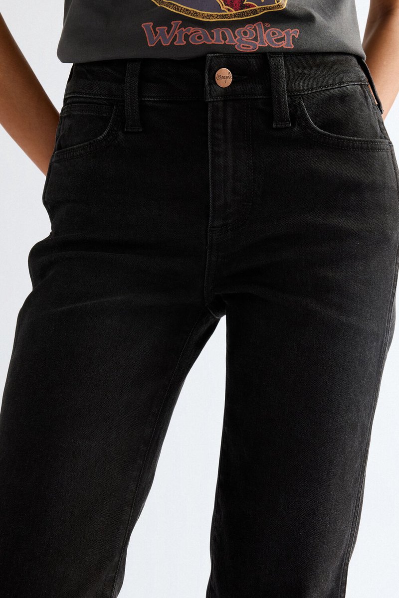 Wrangler STRAIGHT Dames Straight Fit Jeans W31 X L32 Zwart