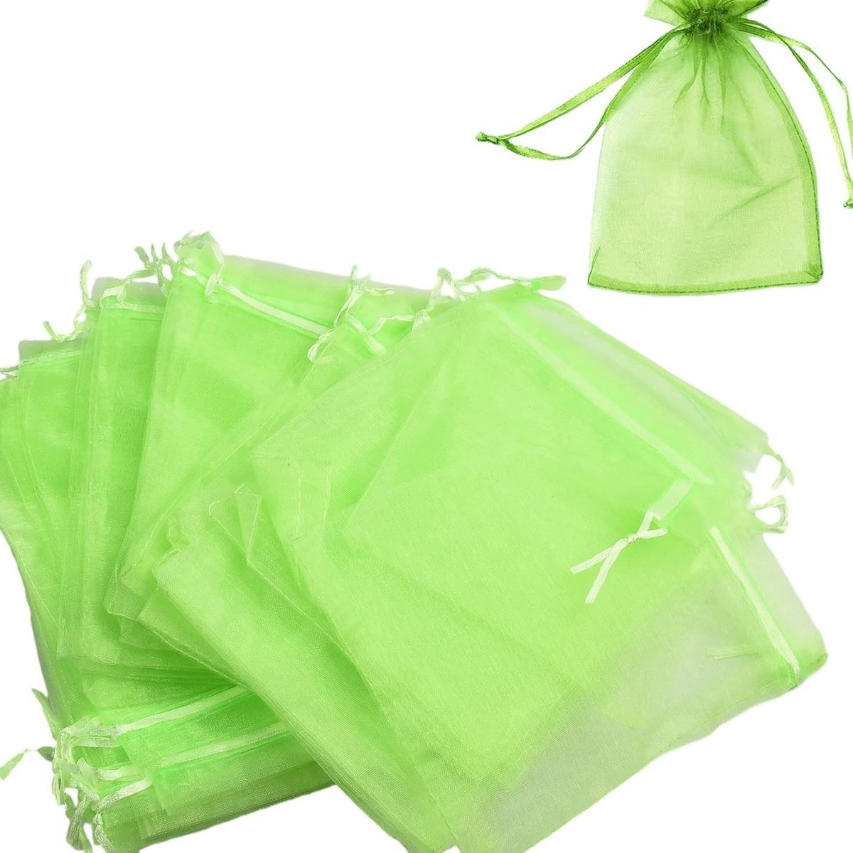 Beschermende Tassen voor Druiven, 30 Stuks, Groene Organza Tassen met Trekkoord voor Fruit, Ideaal tegen Vogels, Wespen en Insecten (10 x 15 cm)