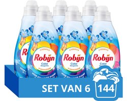 Robijn - Vloeibaar Wasmiddel - Klein & Krachtig - Morgenfris - 6 flessen 144 wasbeurten - Voordeelverpakking