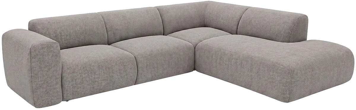 Vente-unique Grote hoekbank rechts met chaise longue-rugleuning in grijze stof - POGNI van Maison Céphy