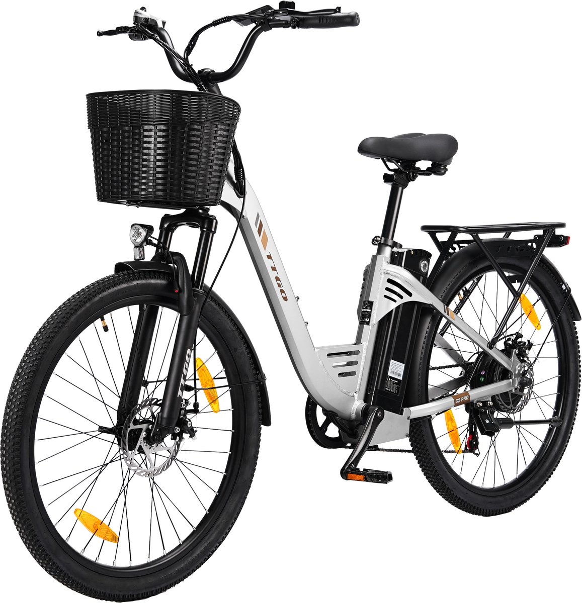 TTGO C2PRO E-bike - 25 km/u - 26inch - 80km actieradius - 250W motor - 36V18Ah accu - 52NM - zilver