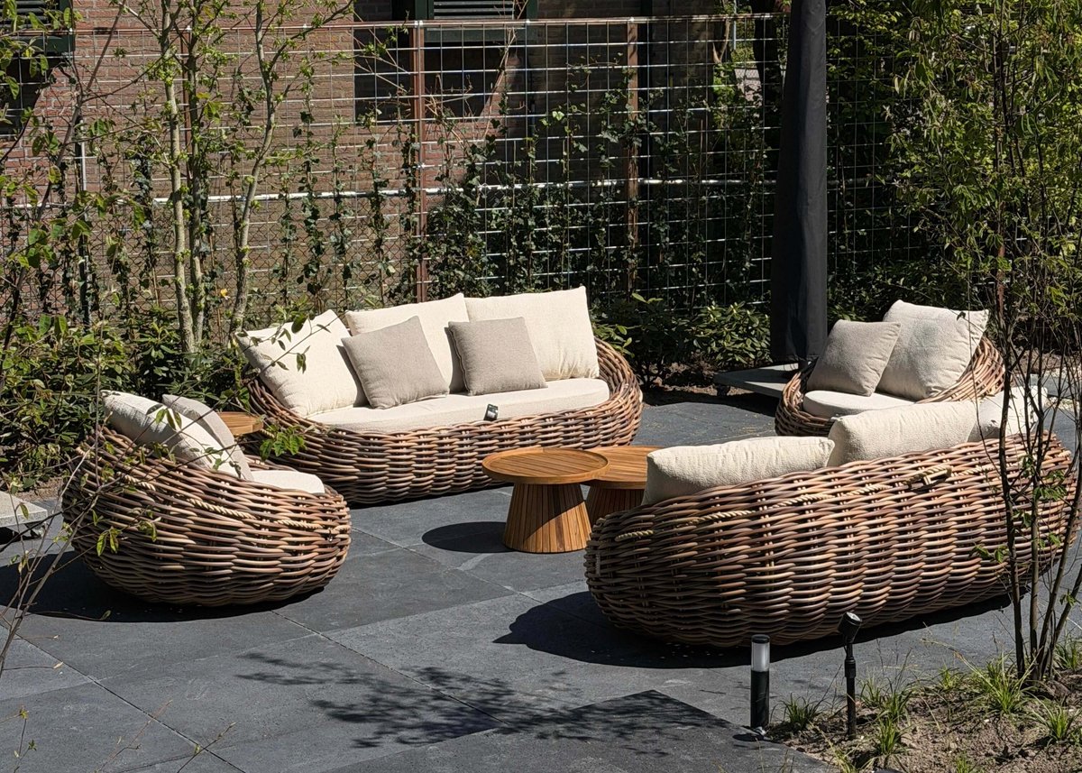 Apple Bee Cocoon Loungeset 3-delig - 2 Stoelen & Bank - Cream Bouclé