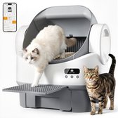 Devoko automatische kattenbak – XXL kattenbak met open en ruim ontwerp, groot 12L opvangreservoir voor kattenbakkorrels, app-bediening op afstand, 8 veiligheidssensoren, voor meerdere katten