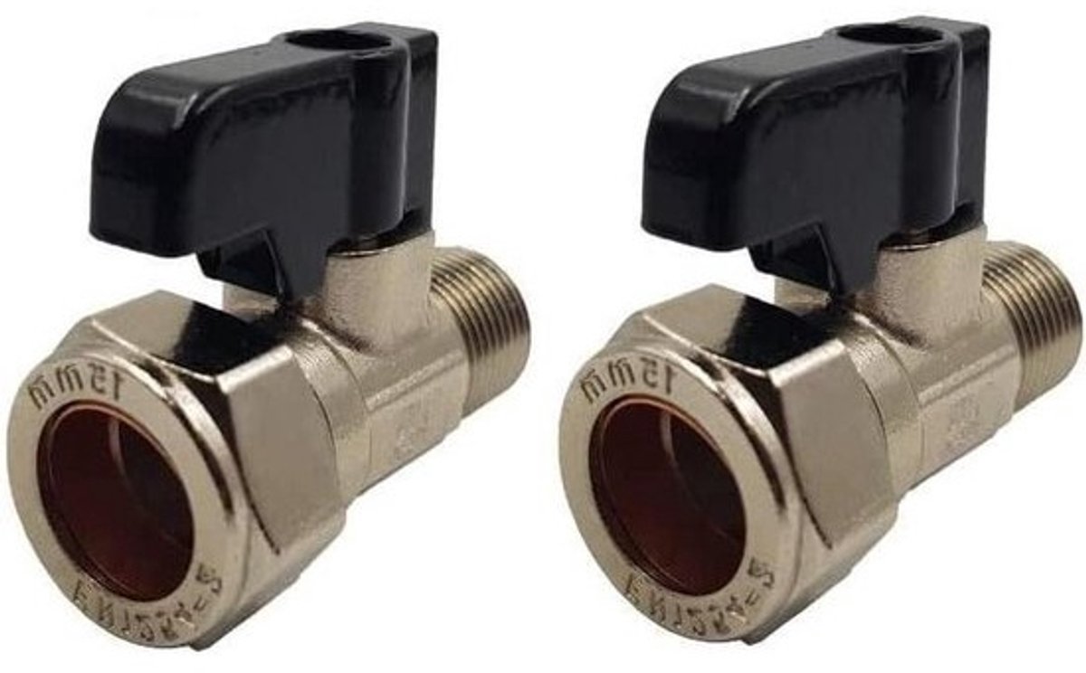 Isolatiekraan - Kogelkraan - Sanitair Reparatie - WRAS Goedgekeurd - 15mm x 3/8" - Chroom
