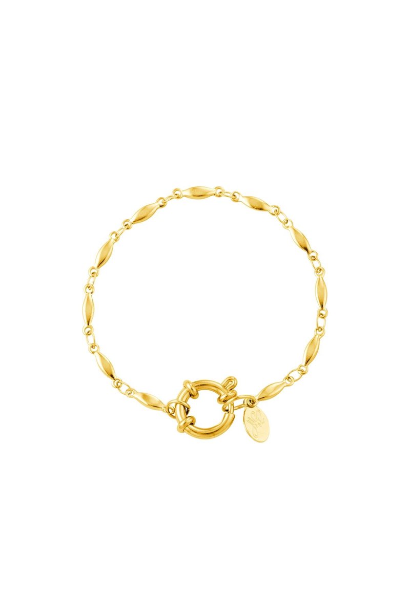 Armband ovale ketting goud kleur stainless steel - Goudkleur