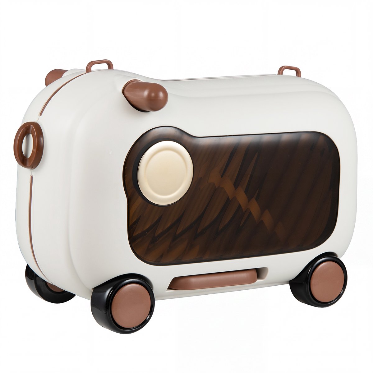 COSTWAY Verrijdbare kinderkoffer met wielen en zitting, 25 kg draagkracht, bruin, 47,5 x 26,5 x 30,5 cm, Klassiek