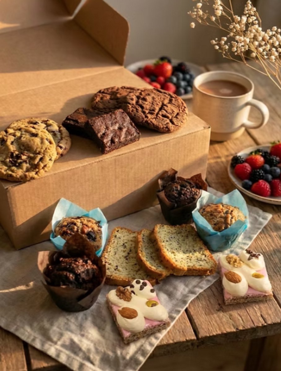 Nyahn's Bakery Proefpakket Diverse Producten - Glutenvrij - Koemelkvrij - Sojavrij - Brownie - Muffin - Brood - Koek - Oranjekoek