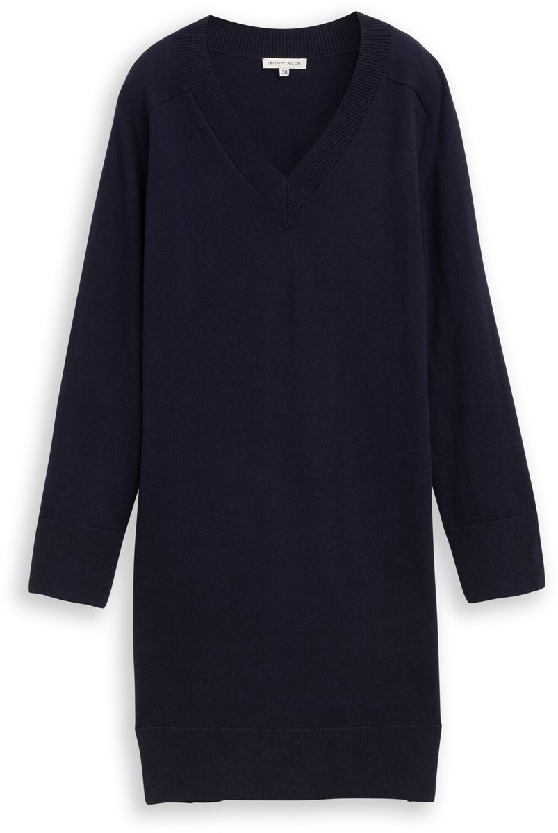 Tom Tailor - Gebreide jurk met kasjmier - Maat 38 - Knitted Navy Melange
