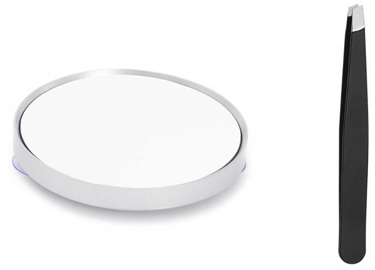 30x Vergrotende Make-up Spiegel met Pincet - Draagbare Zuignap Spiegel voor Schoonheid