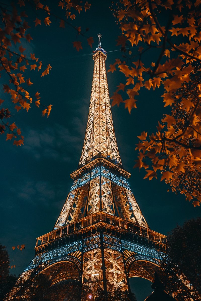 Eiffeltoren Poster - Nacht - Parijs - Monument - Lichtjes - Stadslichten - Romantiek - posters - formaat 70x100cm - Wanddecoratie - L2601MW