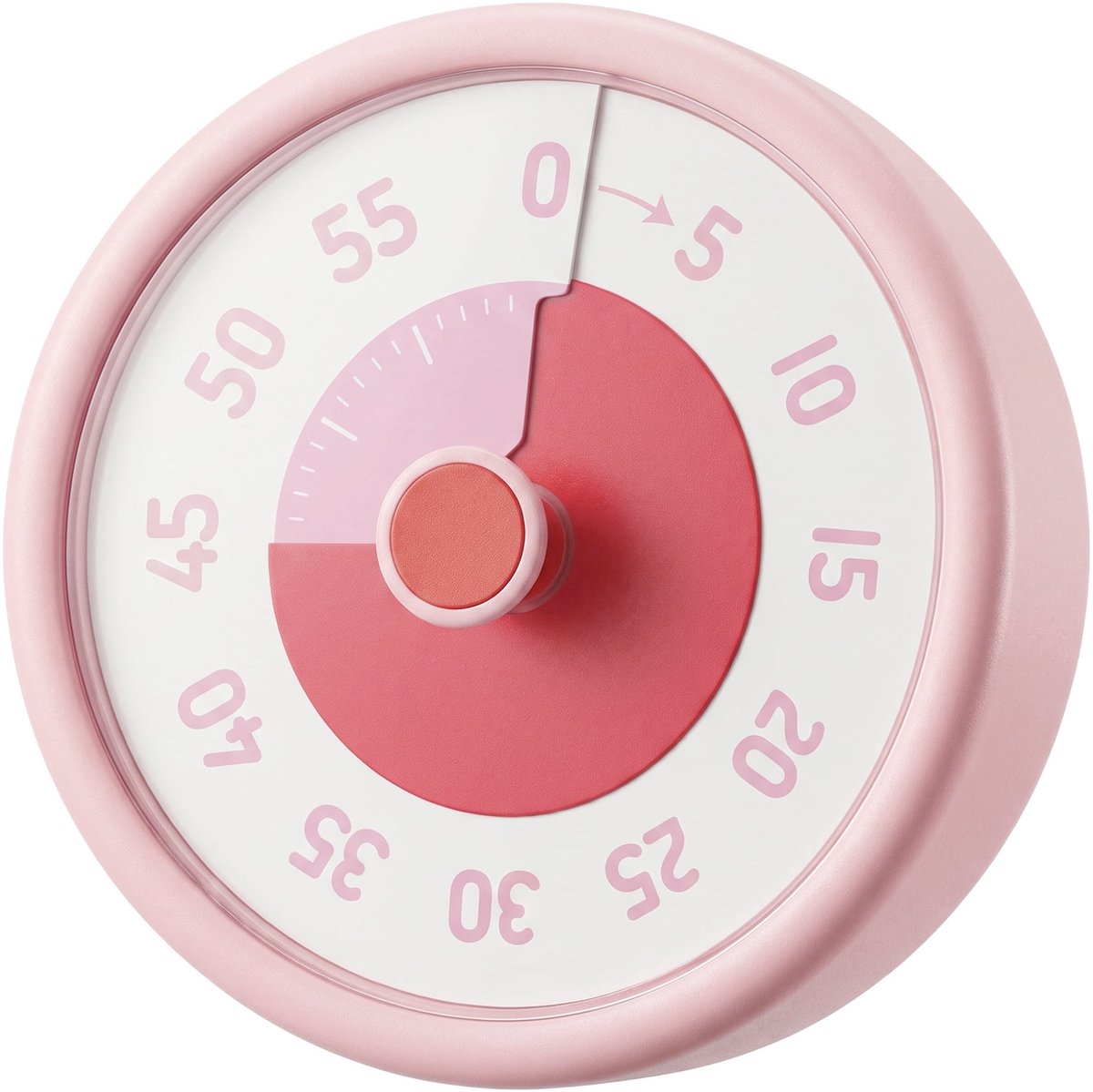 Timer - Visuele timer - Visuele Analoge Timer - voor Kinderen & Volwassenen - 60 Min - Stille Kookwekker - met Verdwijnende Kleurschijf - Geluids- & Lichtalarm voor Studie, Keuken & ADHD - Roze
