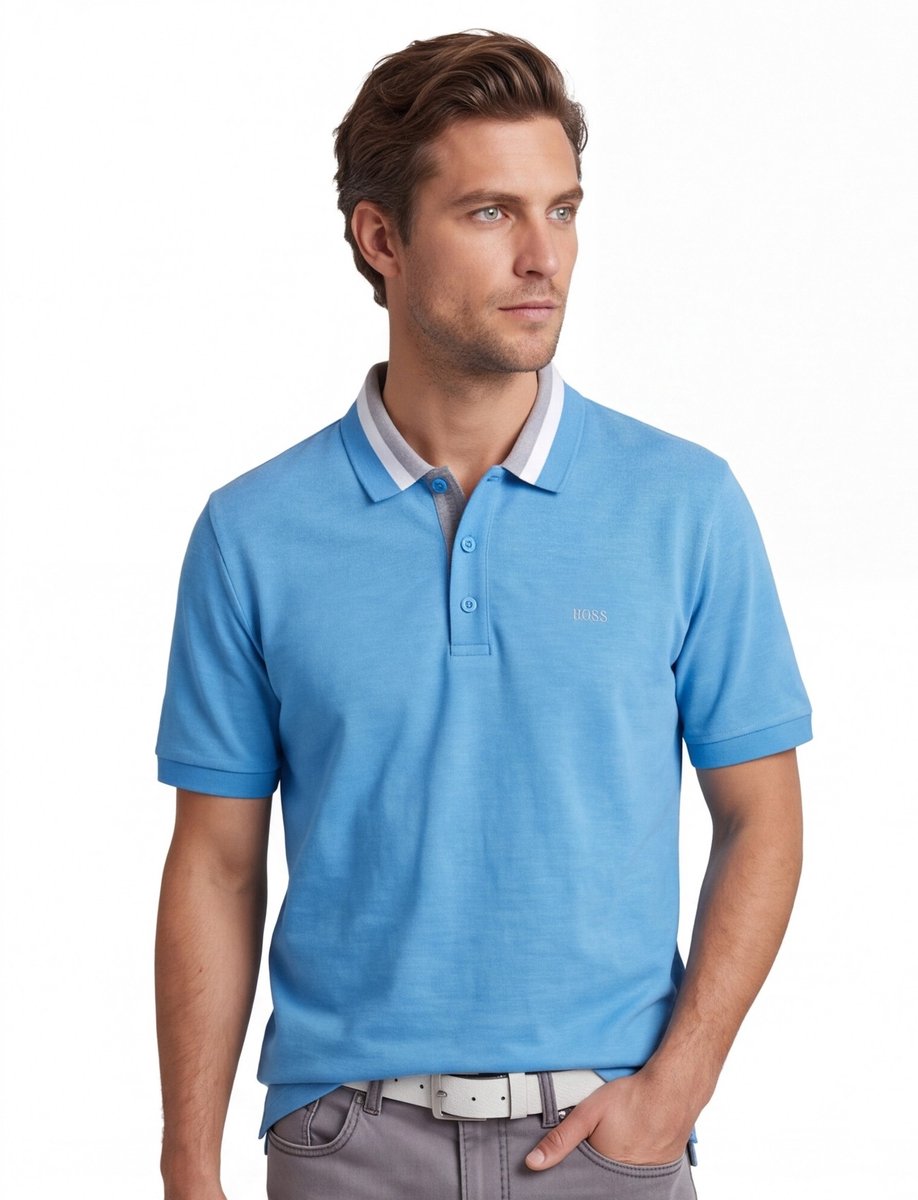 Hugo Boss poloshirt korte mouw blauw