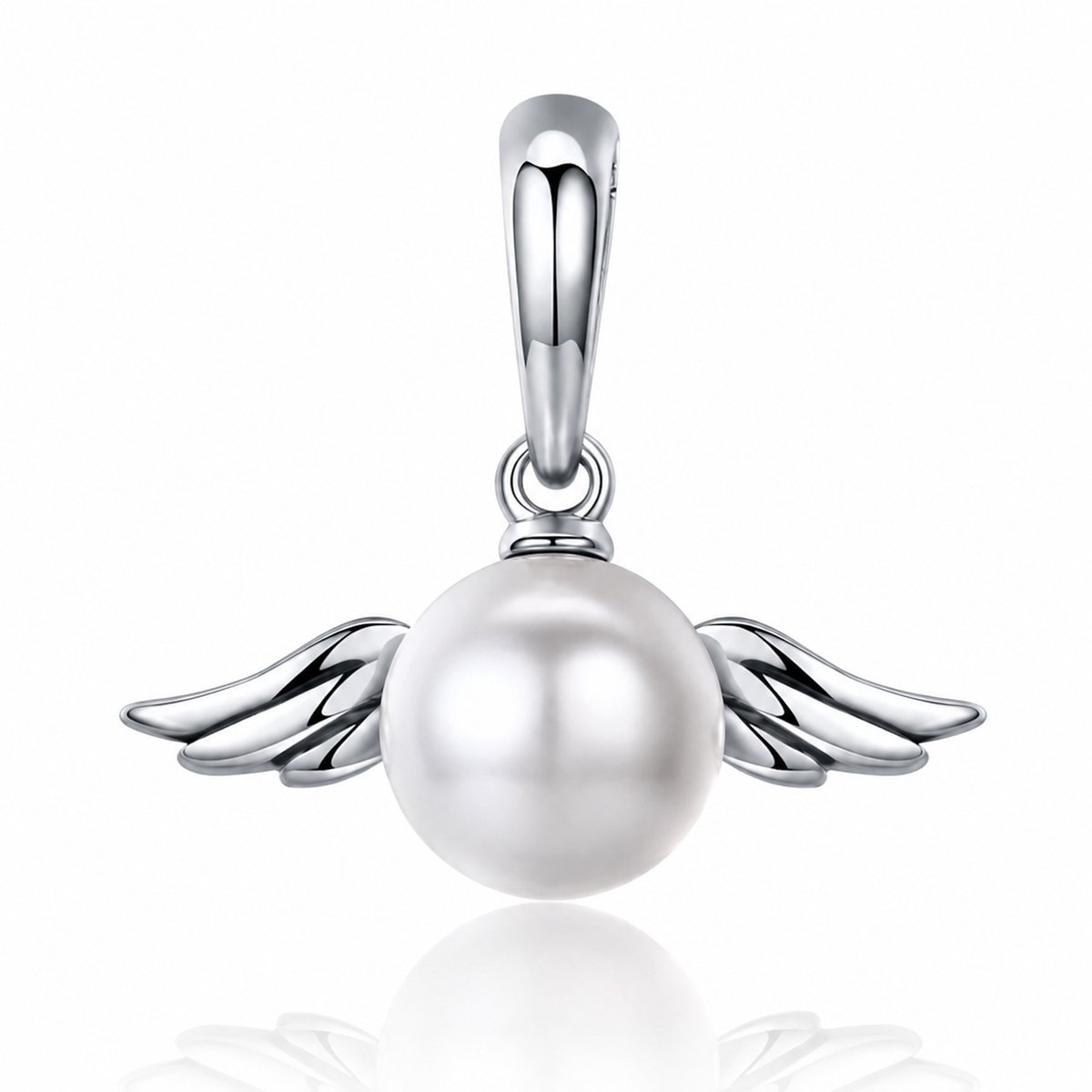 RomyStones Beschermengel Hanger – 925 Sterling Zilver – Engel met Witte Parel – Cadeau voor Haar