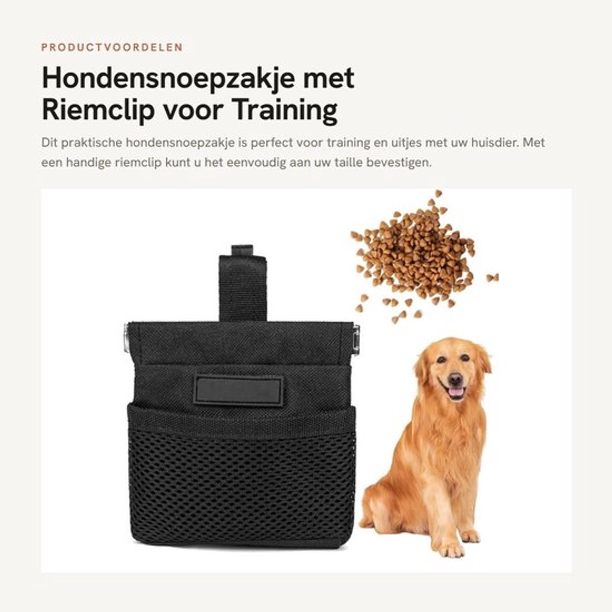 Dailygoods- Hondensnoepzakje met riemclip - Handsfree sluitzakje - Waterdichte stof