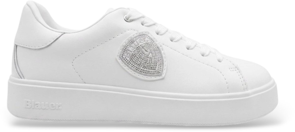 Blauer Victory sneakers van wit leer