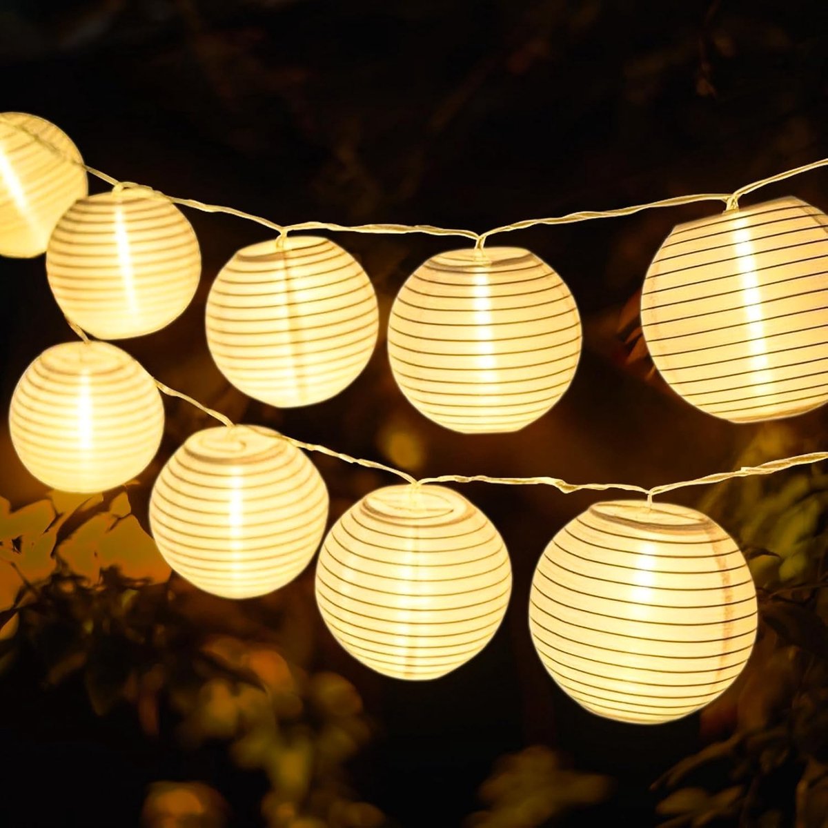 Lichtsnoer Lampionnen 3,6m - Op Batterijen - Warmwit - Halloween - Voor Buiten