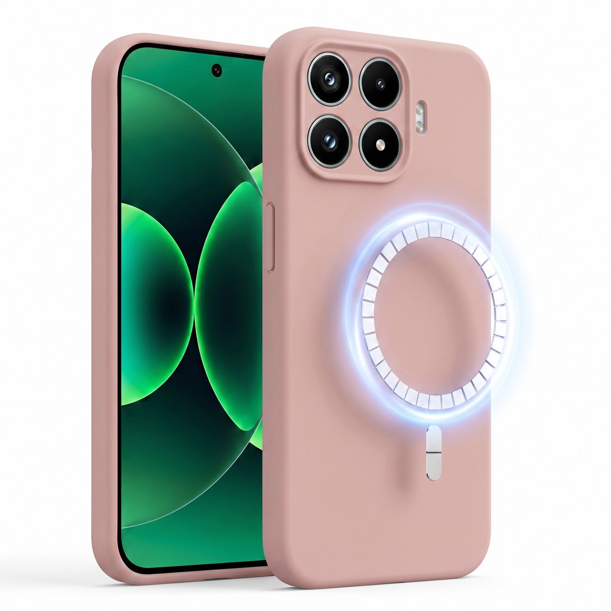 Hoesje geschikt voor Xiaomi 17 - Hoesje geschikt voor Magsafe - Draadloos opladen - Gehard Glas - Oud Roze