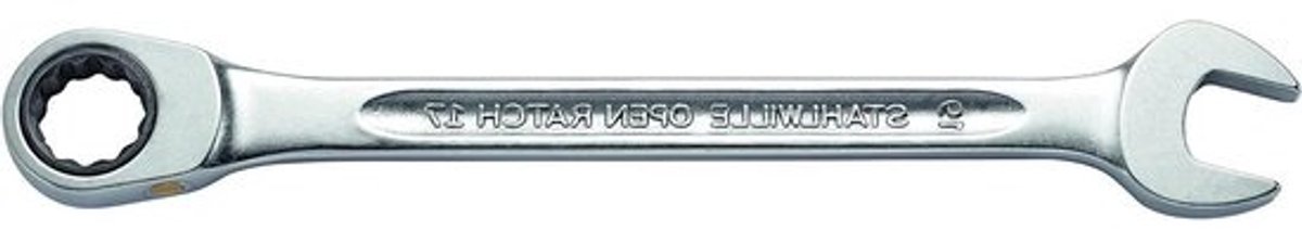Ratelringsleutel - Combinatiesleutel Omschakelbaar - Snel Schroeven Draaien - 72 Tanden Ratel - 22 mm - Zilver