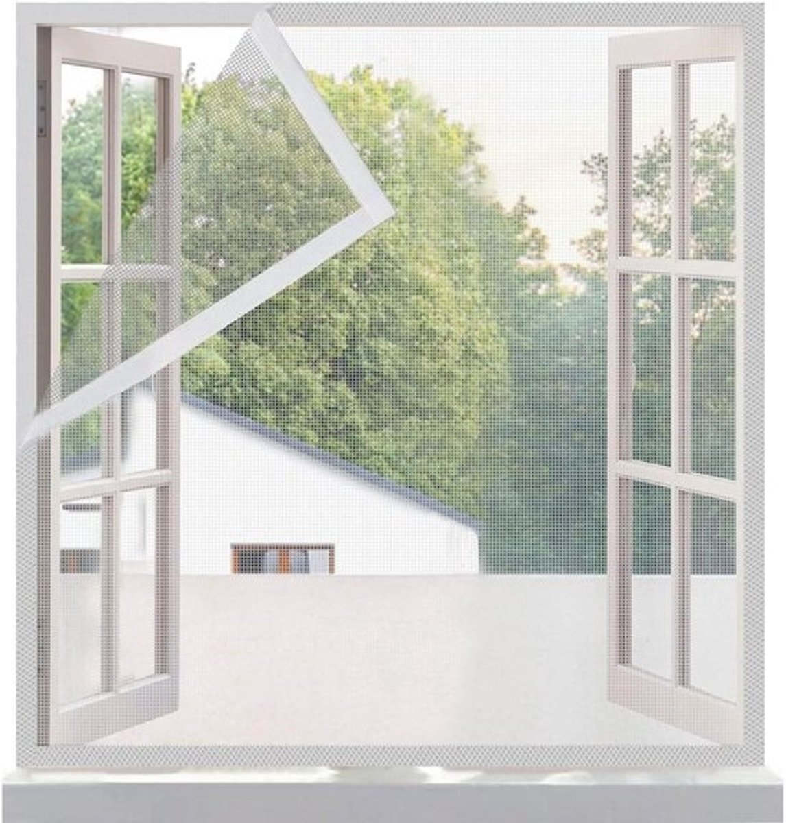 Vliegengordijn Hor - Raamhor Muggenhor - Insecten Buiten Houden - Zonder Boren - 60x90cm - Wit
