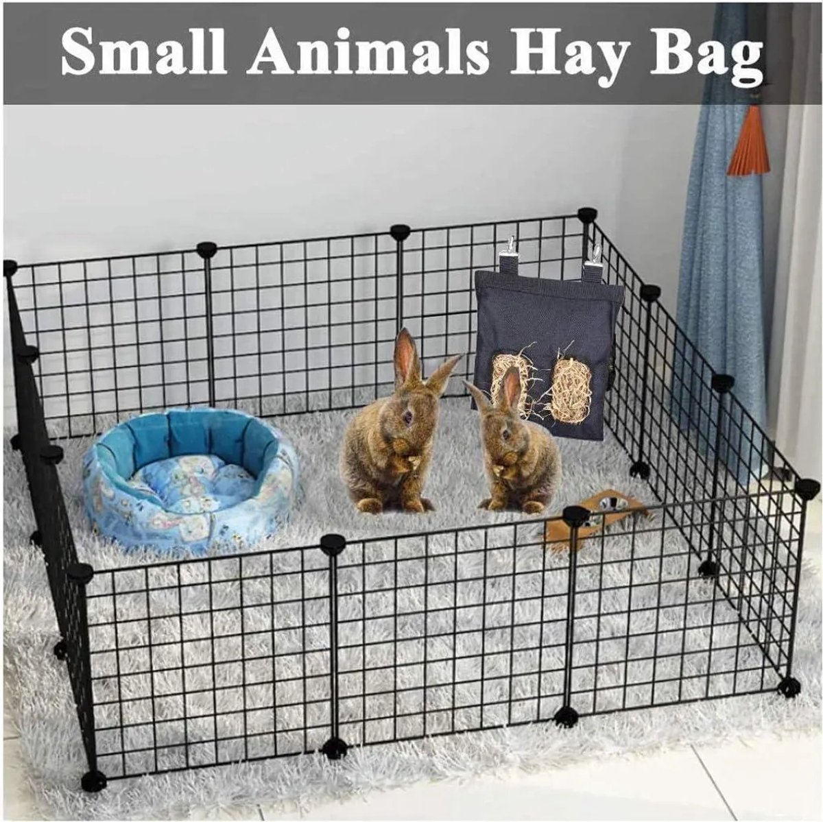 Hooizakken Geschikt voor cavia’s, hooizakken Geschikt voor konijnen, hooivoer Geschikt voor cavia’s, universele hangende hooizakken Geschikt voor konijnen en cavia’s, blauw