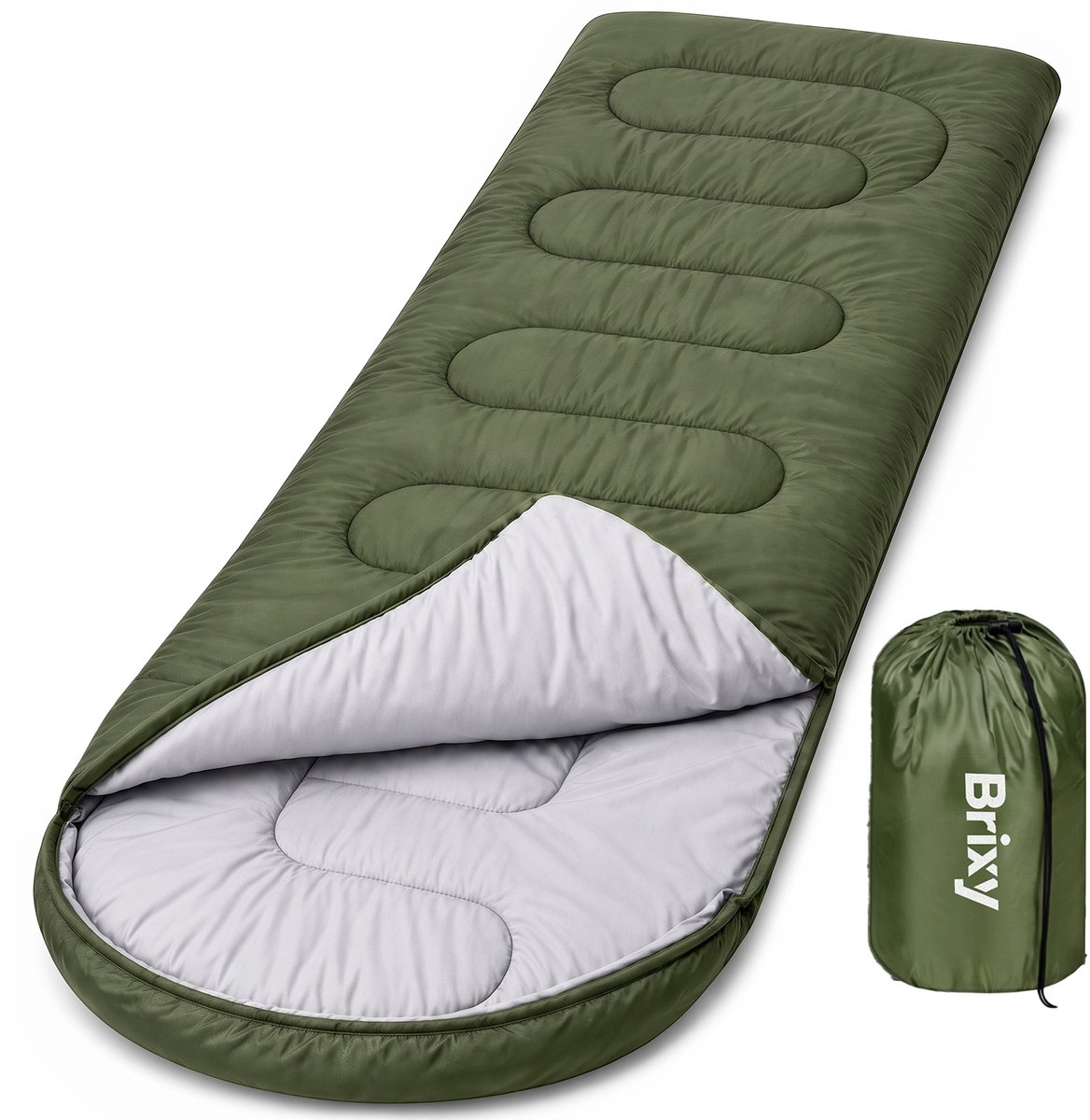 Brixy Mummy Slaapzak - 4 Seizoenen - Slaapzakken Volwassenen & Kinderen - 210 x 75 CM - Kamperen - Groen