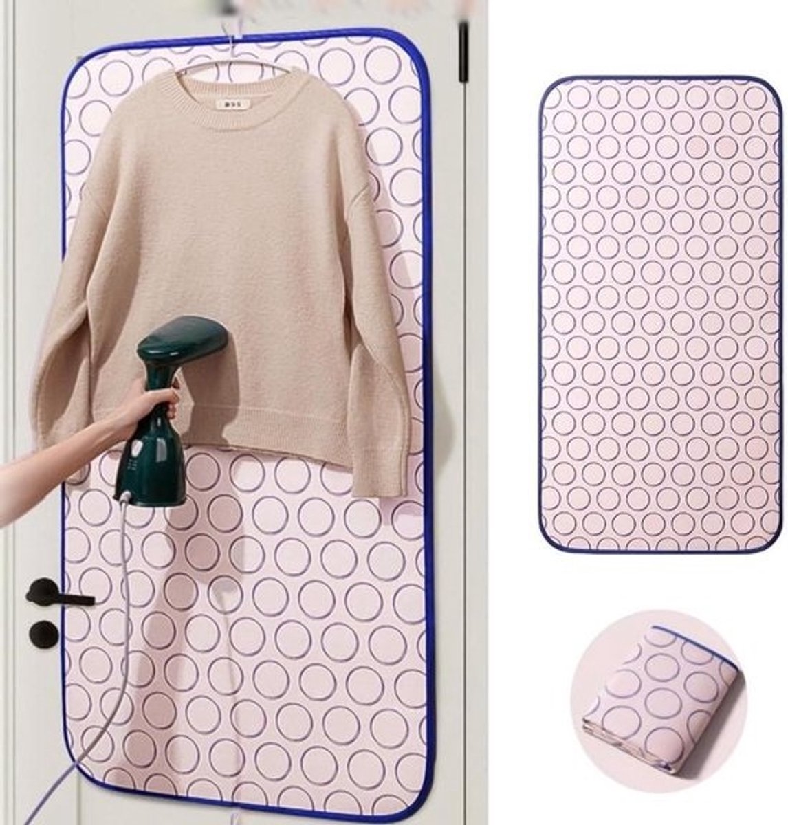 Strijkmat Deur - Strijkonderlegger Ophangbaar - Snel Kleding Strijken - Opvouwbaar Hittebestendig - 60 x 120 cm - Grijs