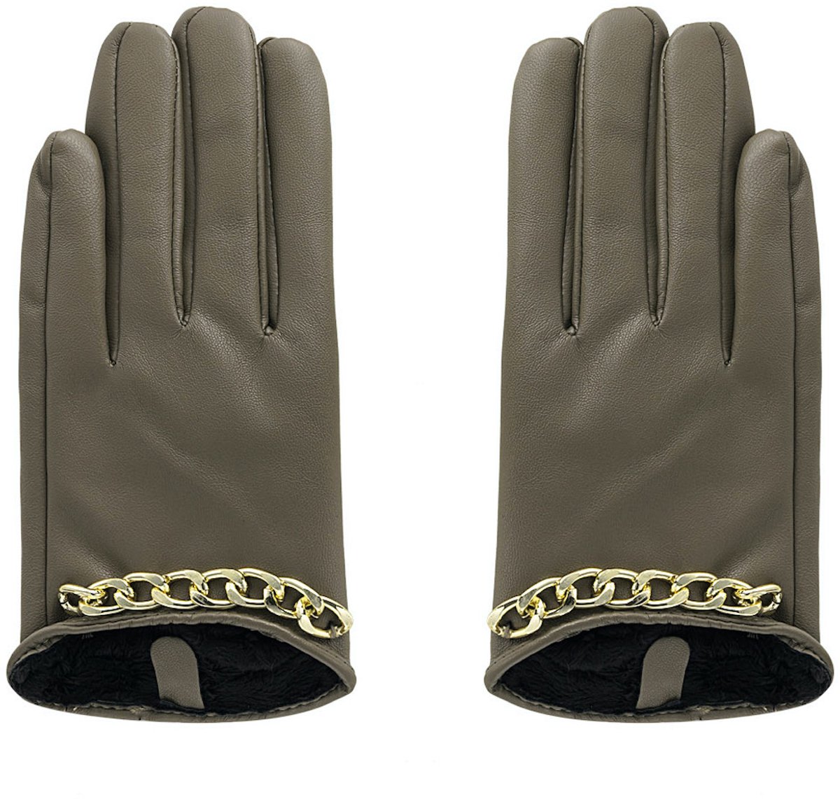 Kaki handschoenen - Ketting detail - Getailleerd en elegant - Winter accessoires - Damesdingetjes