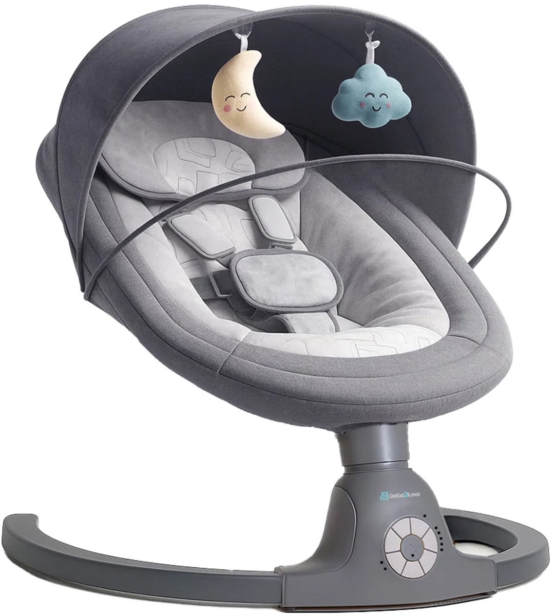 Bebe2luxe AVA Elektrische Babyschommel en Wipstoel, Bluetooth-compatibel, draagbare rustgevende babystoel met schommelbewegingen en ingebouwde geluiden